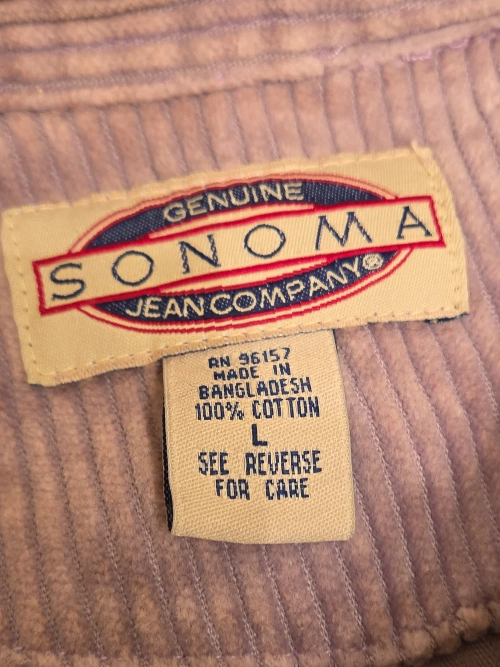 Men's Sonoma Lavender Corduroy Zip-Up Shirt Jacket Size Large